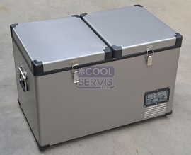 Kompresorová autochladnička dělená Indel B TB65DD Steel , 12/24/230V, 60 litrů